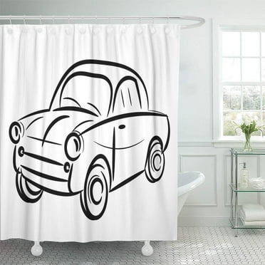 Libin 1960S Wheel Vintage Car White 1950S Antique Auto Automobile Shower Curtain 60x72 inch