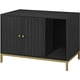 thumbnail image 2 of Feandrea Mueble Arenero, Mueble de Caja Arenero para Gatos,con Alfombrilla Rascadora, Patas Altas, 80 x 50 x 55 cm, Negro y Dorado, 2 of 5