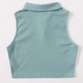 thumbnail image 3 of YWDJ Tank Top for Women Ribbed Half-Button Placket Cropped Tank Casual Neckline Vest Blouse Light blue L, 3 of 6