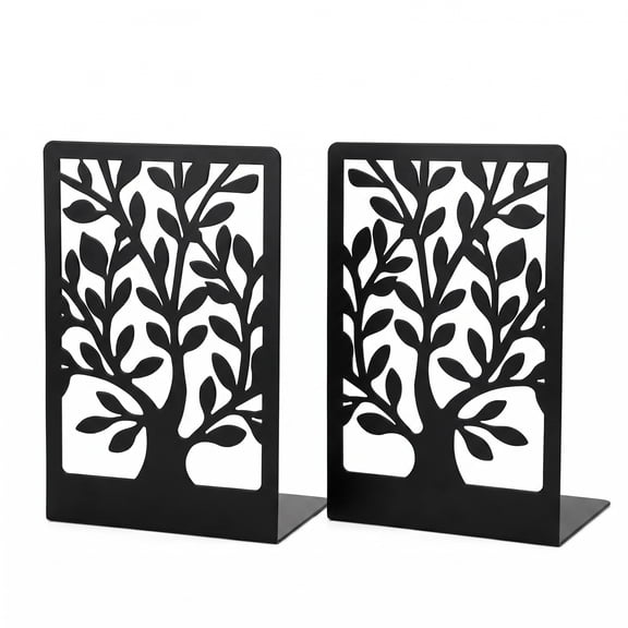 Unique Bargains Exquisite Decorative Metal Bookends for Home Office and Library Black Style A 4.7"x3.3"x6.9"