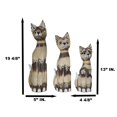 thumbnail image 2 of Balinese Wood Handicraft Striped Feline Cat Family Set of 3 Figurines 20"H, 2 of 10