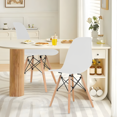 thumbnail image 3 of Magshion Modern Dining Chairs Set of 2, Shell Lounge Chairs with Wood Legs, for Kitchen Dining Living Room, White, 3 of 9
