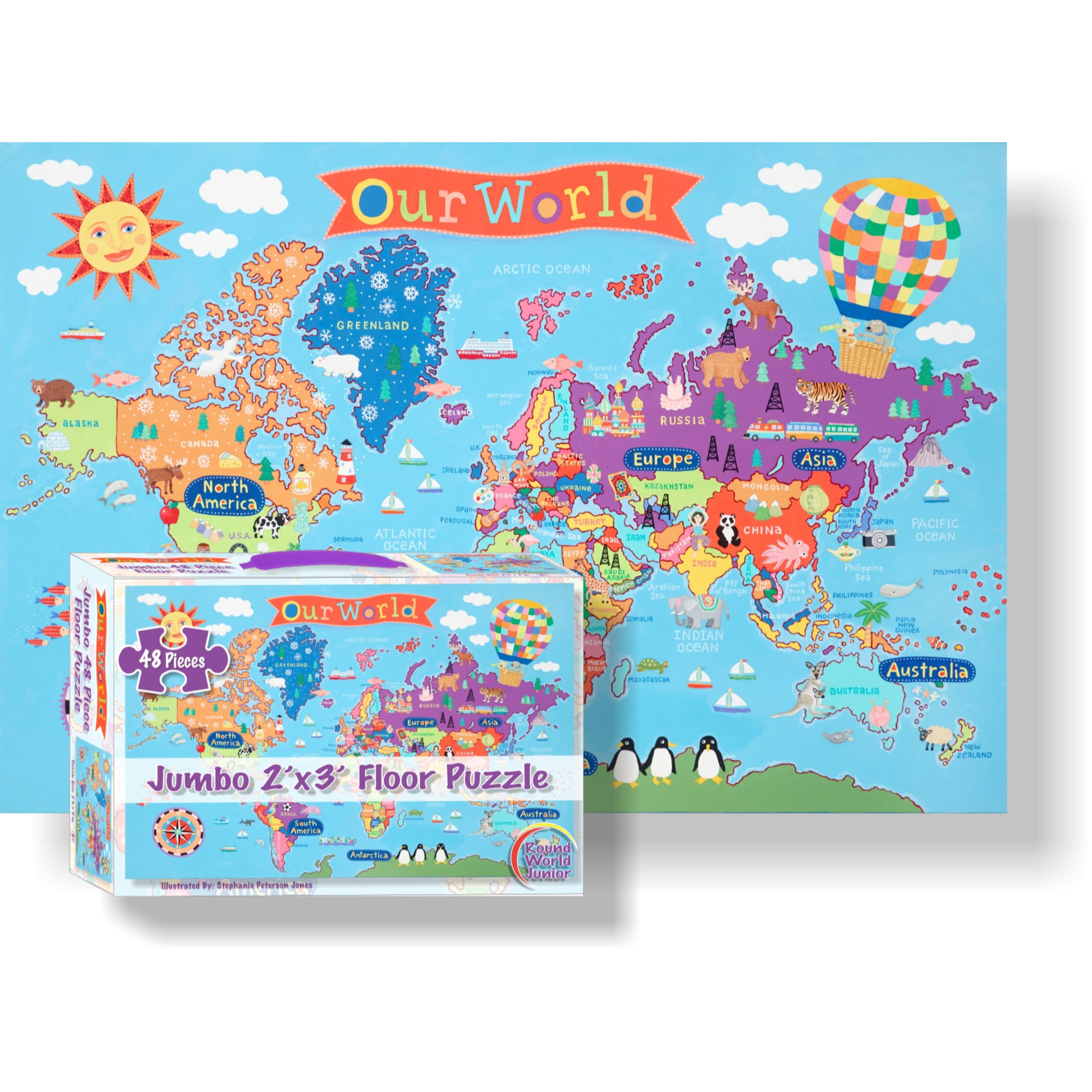 Waypoint Geographic Kid's World Jumbo 48-Piece Floor Puzzle