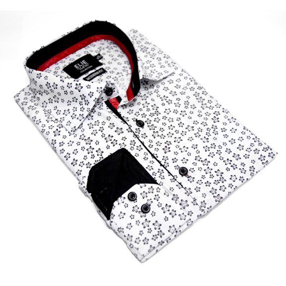 Elie Balleh White Small Floral Print Boy's Button Down Shirt