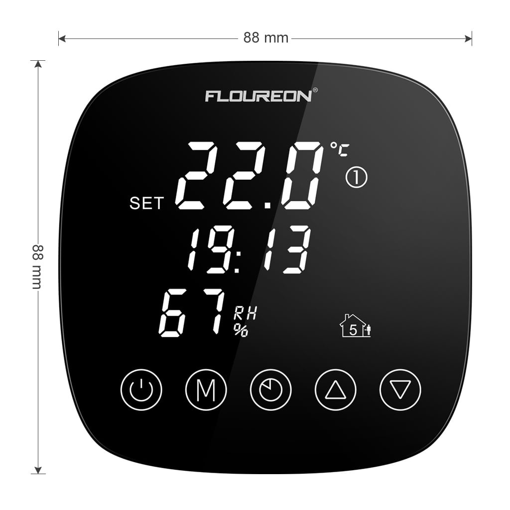 FLOUREON Digital Programmable Thermostat Touch Screen Humidity 7 Day Accurate 