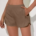 thumbnail image 2 of vigerkar Women's Athletic Shorts High Waisted Running Shorts Pocket Sporty Short Gym Elastic Workout Shorts Coffee, XL, 2 of 4