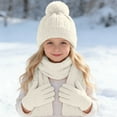 thumbnail image 2 of HNMKIU Winter Accessory for Kids Knit Braided Hat Scarf and Gloves Set for Everyday Comfort in Autumn and Winter White,One Size, 2 of 5
