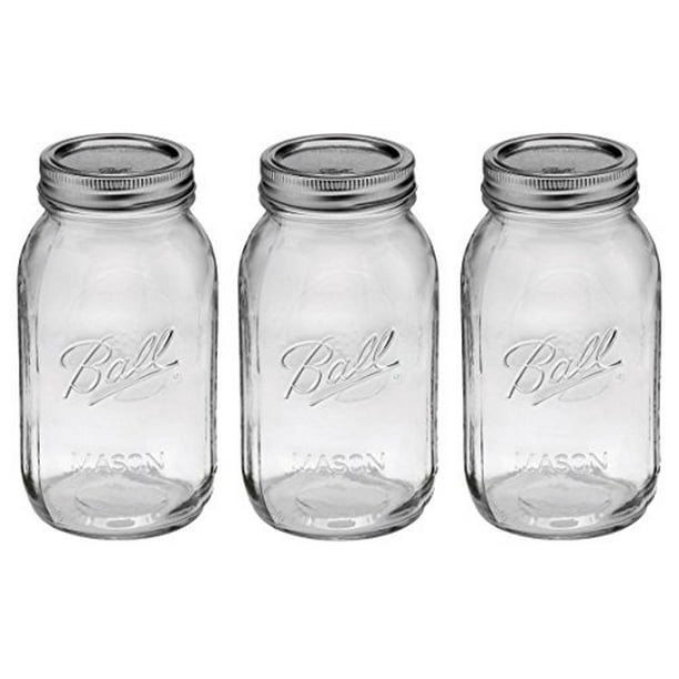 Ball Regular Mouth 32 Ounces Quart Mason Jars With Lids And Bands Set Of 3 8262