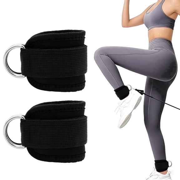 Leikefitness Ankle Strap for Cable Machines, Home & Gym Glute Workout Attachment,black
