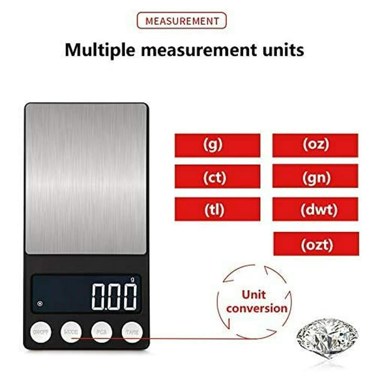 Digital Gram Scale, Small Jewelry Scale,Digital Weight Gram and Oz, Tare  Function Digital Herb Scale for Food, Mini Reptile,,200g/0.01gG10015 