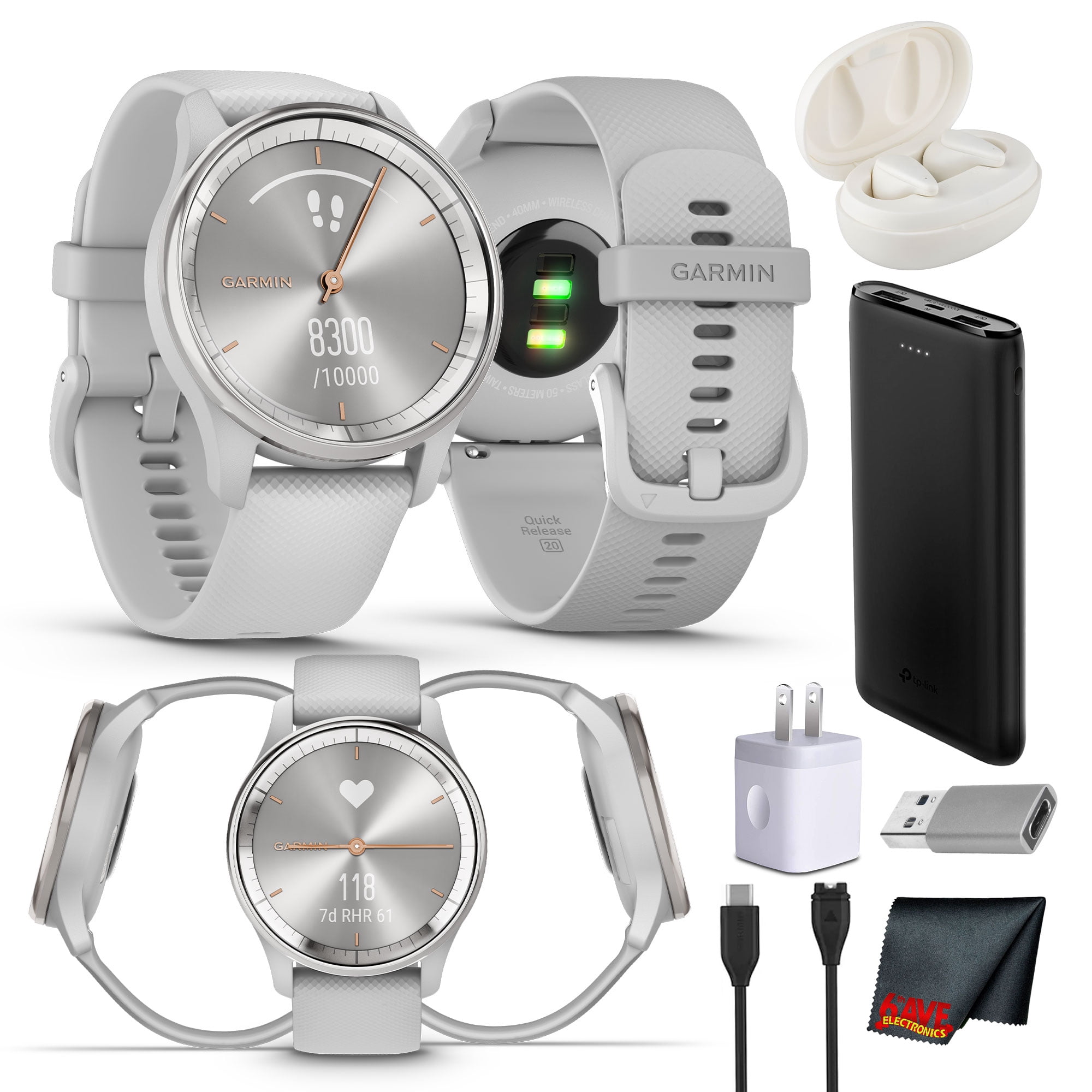 Garmin vivomove Trend Analog Smartwatch Silver Bezel - Mist Grey Case