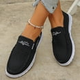 thumbnail image 6 of Women's Canvas Slip-On Loafers with Frayed Edges, Lightweight Comfortable Casual Shoes, Footwear for Everyday Walking and Outdoor Activities Black 42, 6 of 10