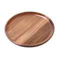 thumbnail image 2 of Twfbrm Round Solid Wood Serving Tray, 12 Inch Large Decorative Tea Tray with Walnut Finish Coffee Table Tray, Non-Slip Breakfast Tray for Tea, Coffee, Snack Food, Meals, 2 of 5