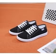 thumbnail image 3 of BOERTEU Women's Canvas Casual Shoes Low Top Lace up Flat Walking Sneakers, Black White Red, 3 of 9