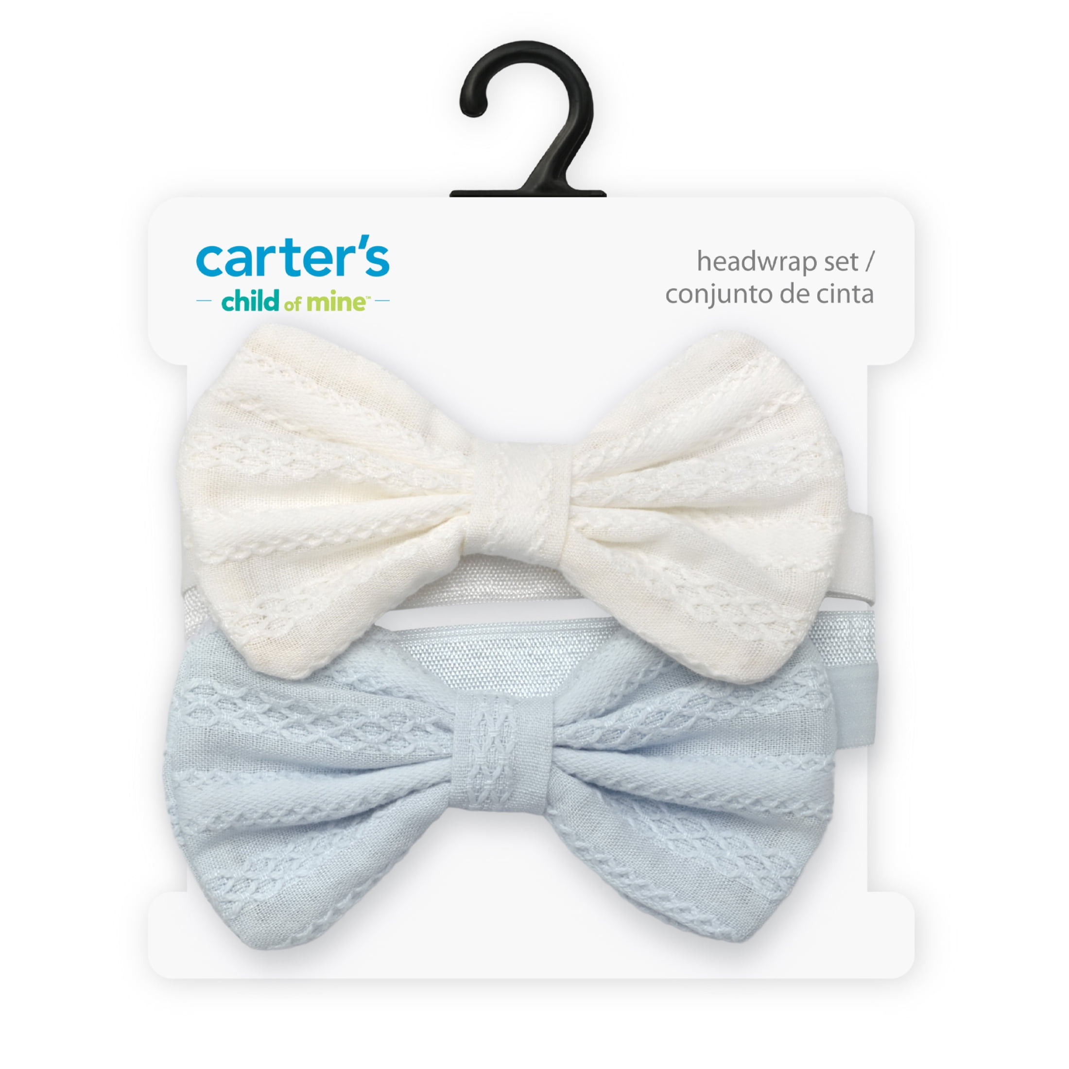 Carter's Child of Mine Baby Girls Texture Bow Headwrap, 2-Pack, Size 0-12M