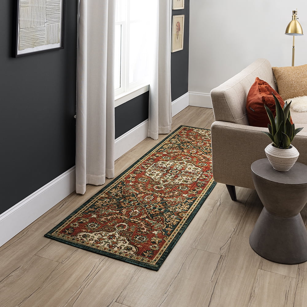 Mohawk Home Borrowdale Woven Ornamental Indoor Runner Rug, Red, 2' 6" x 10'