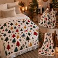 thumbnail image 7 of Cififendec Christmas Multi Color Tree Print Fleece Throw Blanket, 59.05"×51.18", Soft Plush Blanket with Xmas Tree Patterns for Bed Sofa Holiday Lounging, 7 of 7