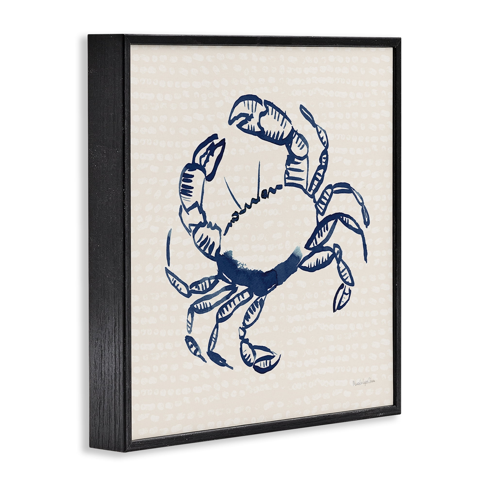 Stupell Industries Aquatic Crab on Beige Animals & Insects Painting Black Framed Art Print Wall Art, 24 x 24