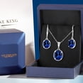 thumbnail image 4 of Gem Stone King 9.60 Ct Blue Created Sapphire 925 Sterling Silver Pendant and Earrings Jewelry Set, 4 of 5