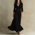 thumbnail image 2 of Women Long Sleeve V-Neck Velvet Stretchy Long Dress Black 2XL, 2 of 4