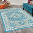 thumbnail image 2 of Ethnic Decorative Rug, Folk Tribal Shapes with Monochrome Design in Grunge Weathered Effects, Quality Carpet for Bedroom Dorm and Living Room, 6 Sizes, Dark Sky Blue, by Ambesonne, 2 of 4