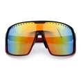 thumbnail image 2 of Xloop Mens Large Shield USA American Flag Print MTB Rectangle Sunglasses Black Red - Orange Mirror, 2 of 8