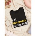 thumbnail image 3 of "Let The Good Times Roll. Rock Music Festival 1981" Women Black T-Shirt, Female x-Large, 3 of 4