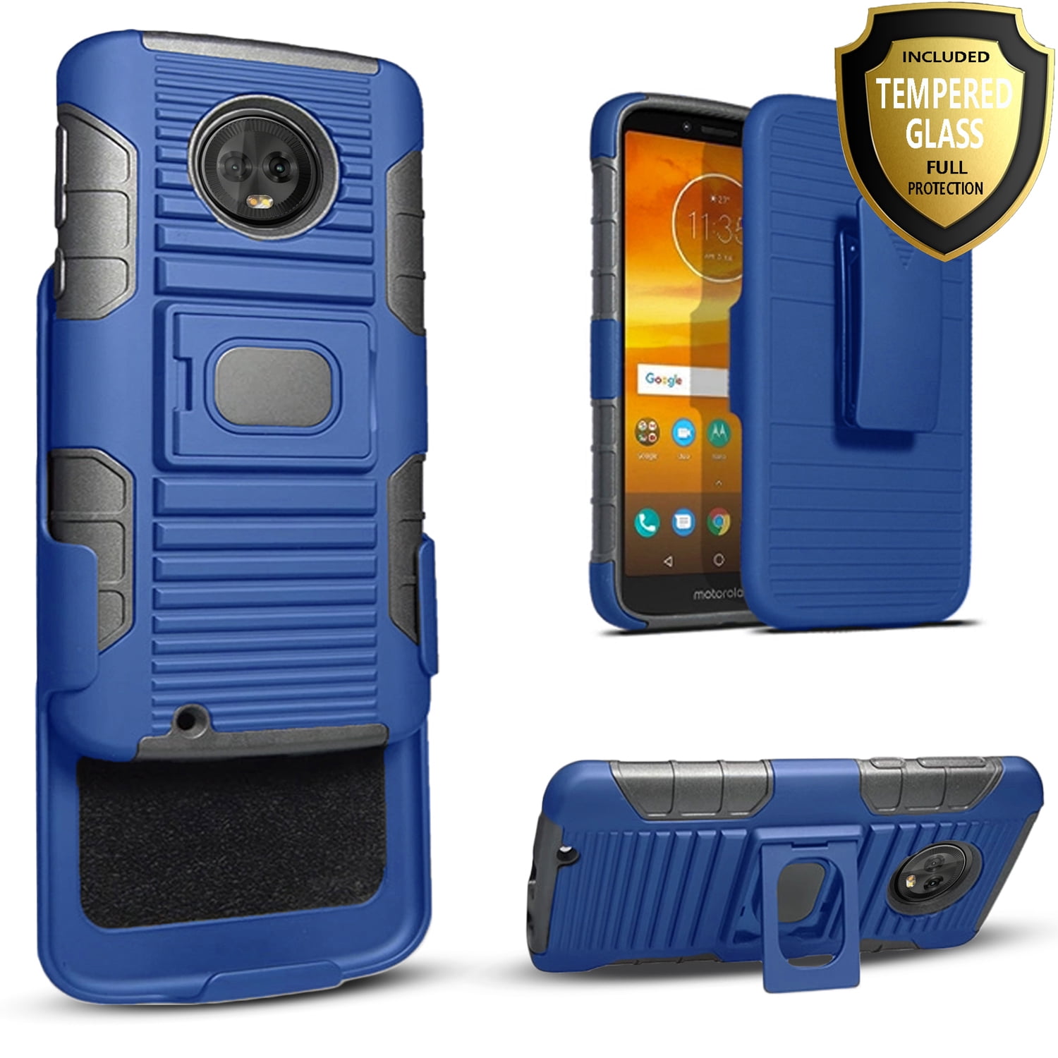 Moto Z3 Play Case, Ring & Magnetic Dual Layers [Combo Holster] with