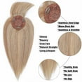 thumbnail image 4 of Benehair 100% Remy Human Hair Extensions Clip In Hairpiece Toupee Topper With Bang Mono Base for Women Highlight Blonde Density 150% Seamless, 4 of 13