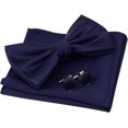 thumbnail image 1 of LAICAIW Mens Solid Color Double Fold Pre-tied Bow Tie and Pocket Square Cufflink Set with Gift Box, 1 of 6