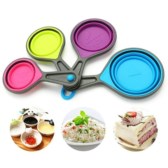 Smarit 4PCS Measuring Cups and Spoons Collapsible Silicone Measuring Cups and Spoons set