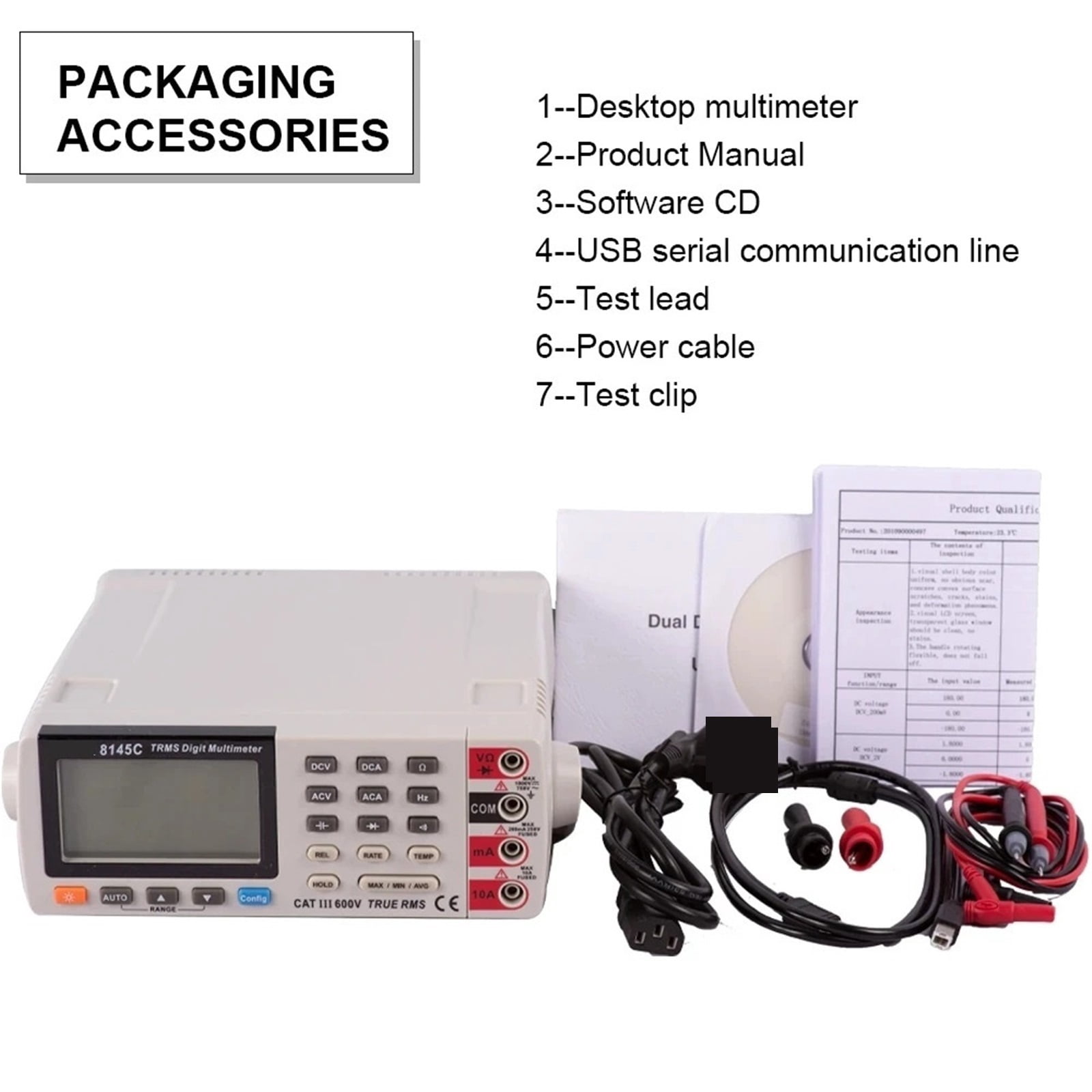 8145C Digital Multimeter 22000 Counts Bench Top True RMS 1000V 10A Desktop Multimetro Tester Volt Amp Ohm Capacitance Hz ,High Accuracy