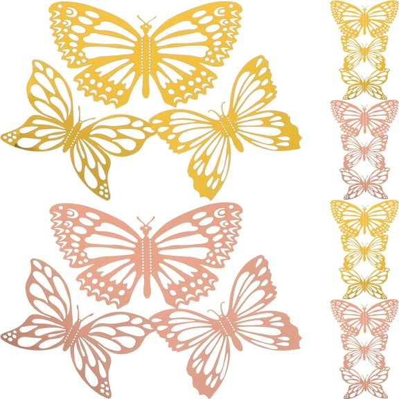 Amosfun 48Pcs Butterfly Decorations Paper Stickers for Wall Art Floral Arrangement and Special Events