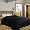 thumbnail image 4 of PiccoCasa Sherpa Throw Blanket Fluffy Fleece Lightweight Blanket Sofa Couch, Black Queen, 4 of 7