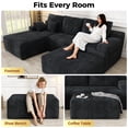 thumbnail image 2 of Large Oversized Ottoman Bench for Living Room, Extra Seating & Coffee Table for Sofa, Plush Corduroy Pouf Footrest, No Assembly Needed, Rectangle Floor Ottoman, (Black), 2 of 11