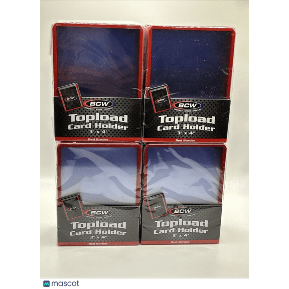 BCW 3X4 RED BORDER Standard Toploaders 35pt 4 Packs of 25, 100 total
