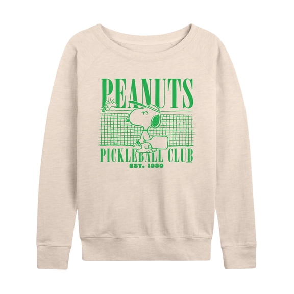 Peanuts - Pickleball Club Lightweight French Terry Wide Neck Long Sleeve Graphic Shirt