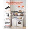 thumbnail image 6 of VEVOR Over The Washer and Dryer Storage Shelf, 4 Tier Laundry Room Drying Rack with Hanger Rod and Hooks, Adjustable Over Washer and Dryer Shelves, Laundry Room Shelf Storage Space Saver, Black, 6 of 10