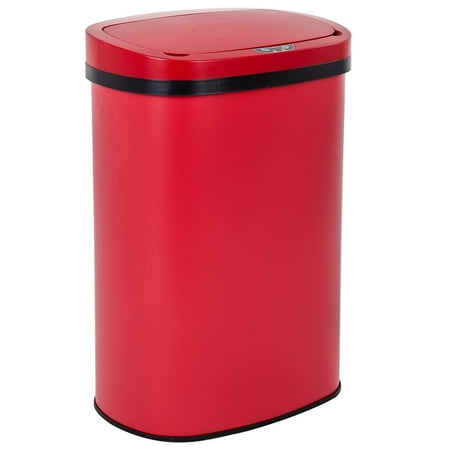 BestOffice 13 Gallon Stainless Steel Touchless Kitchen Trash Can with Motion Sensor for Indoor Use(Red)