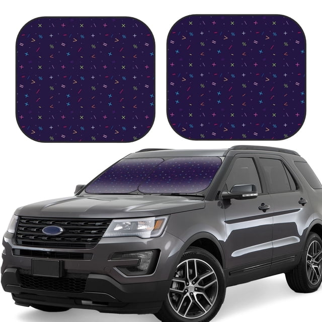 Lsque Mathematical Symbols 2 PCS Windshield Sun Shade | CarFoldable Window Covers | Car Accessories Reflect UV for Universal Cars SUV Truck-Large