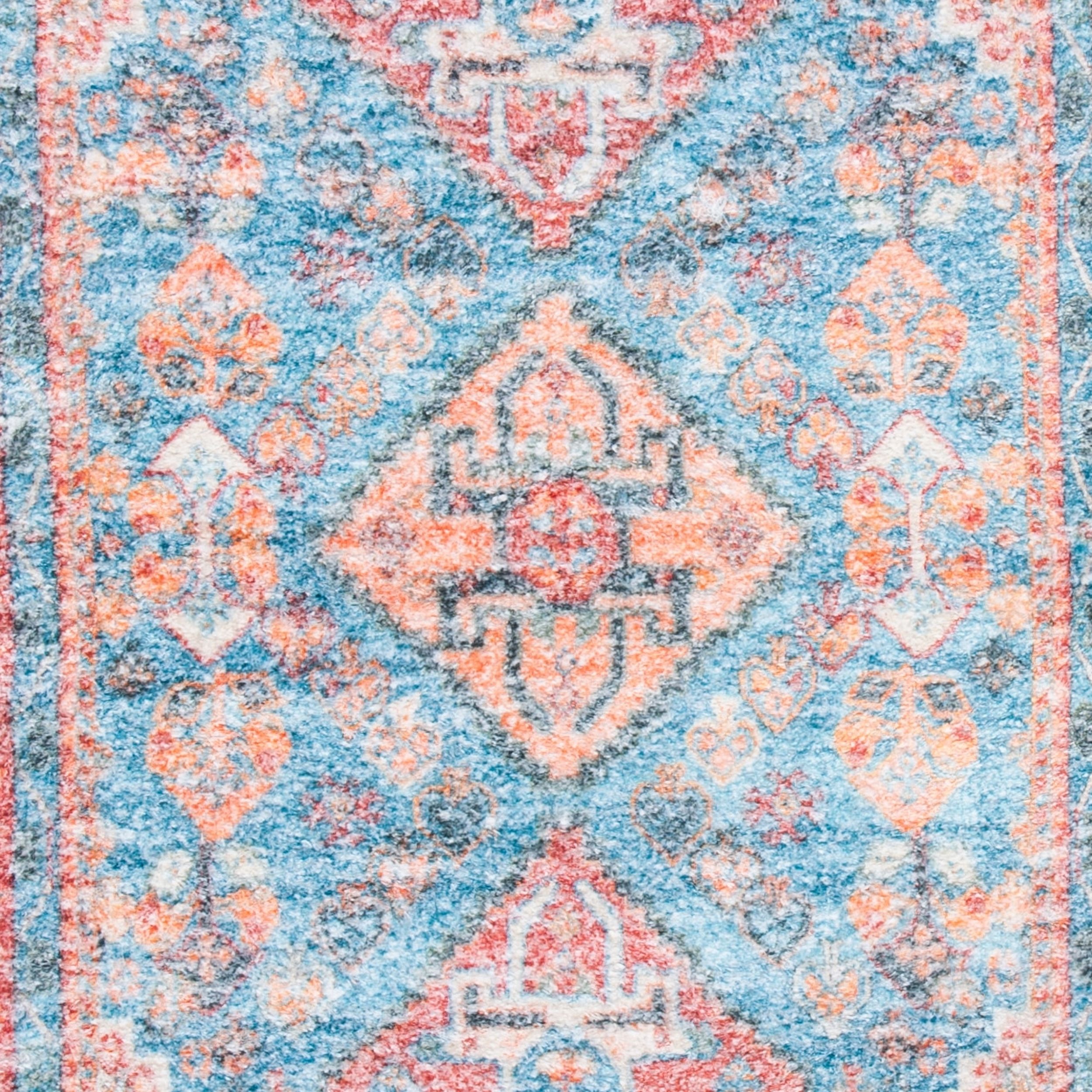 Safavieh Saffron Kierra Bordered Oriental Runner Rug, Blue/Rust, 2.3' x 8'
