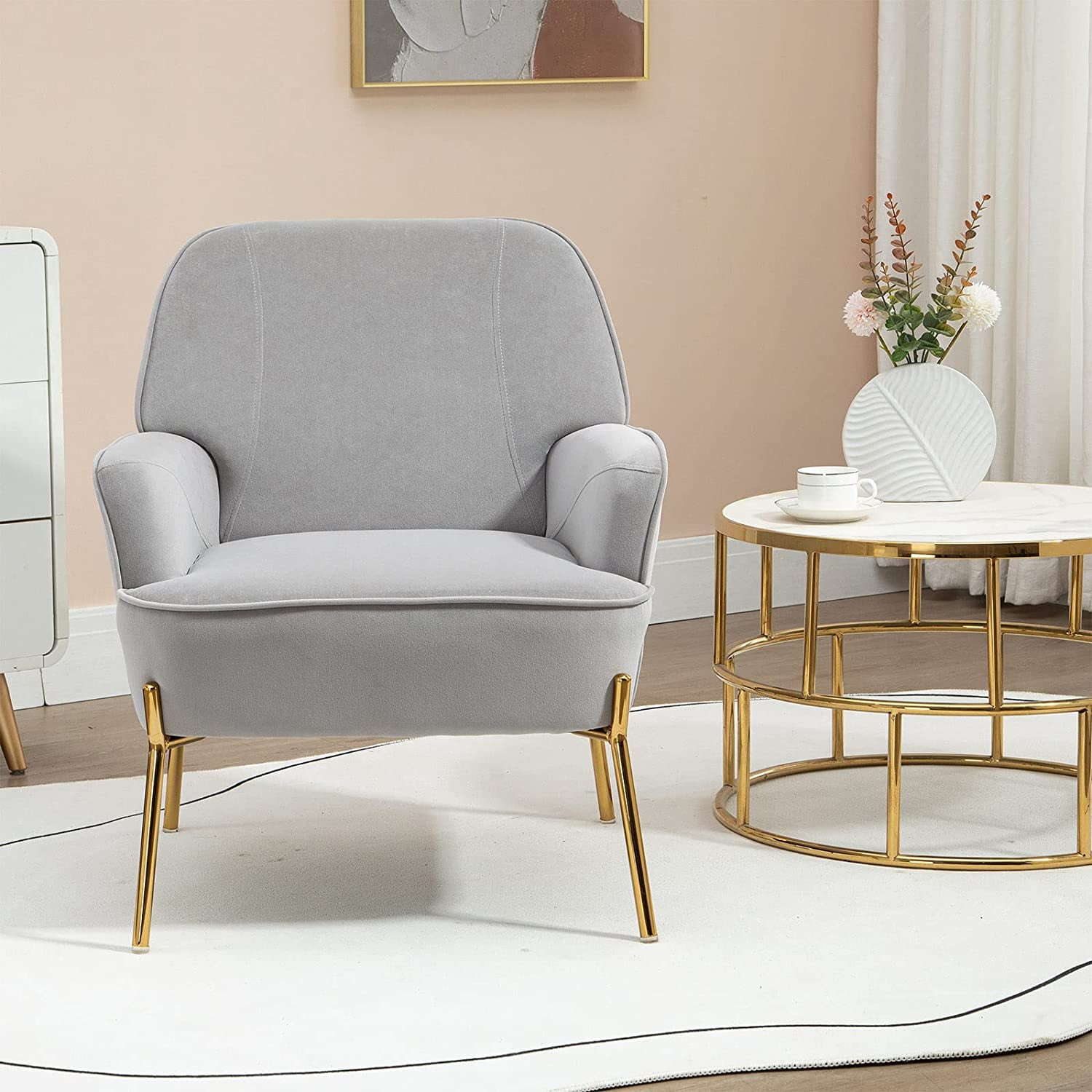 MOJAY Velvet Accent Upholstered Chair, Living Room Chair, Modern ...