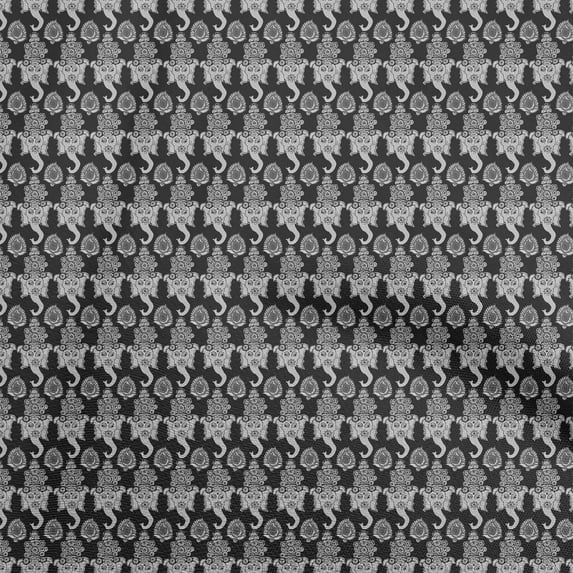 oneOone Cotton Flex Dark Gray Fabric Elephant Print Sewing Material Print Fabric By The Yard 40 Inch Wide