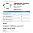 thumbnail image 2 of Hood Release Cable - Compatible with 2009 - 2013 Toyota Corolla 2010 2011 2012, 2 of 2