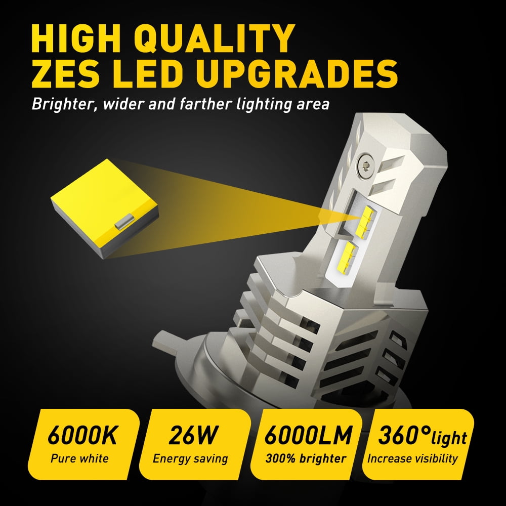 AUXITO H4 LED Headlight Bulb Motorcycle, 6000K White 300% Brighter 9003 HB2 Hi/Lo Beam Headlamp , Pack of 1