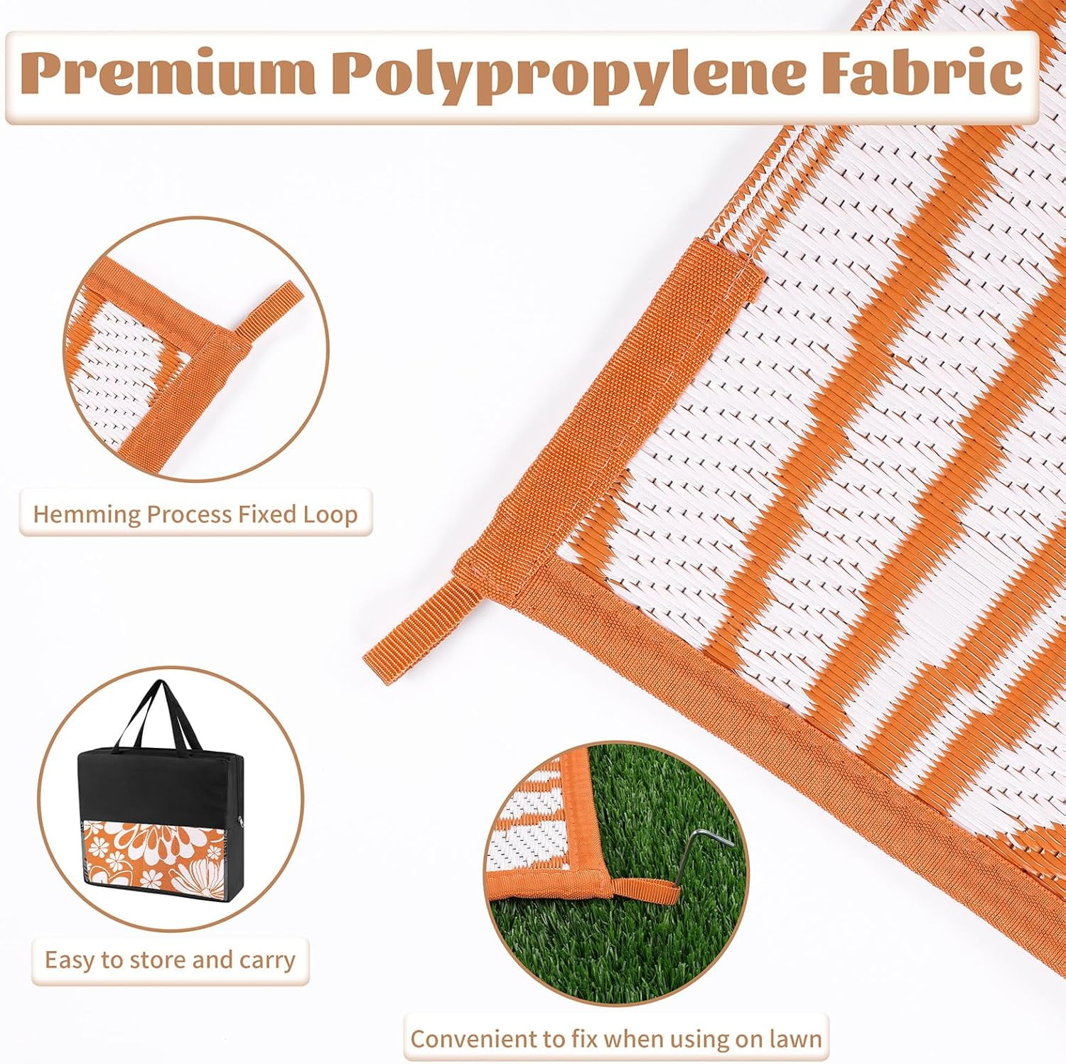 LOKHOM Outdoor Rug 8'x10' for Patios Waterproof Reversible Patio Mat Plastic Straw Rug Outside Area Rug Carpet for Camping RV,Porch,Deck,Balcony,Camper,Backyard