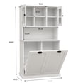 thumbnail image 2 of Tall Tilt-Out Laundry Basket, 59.69'' Two-Compartment Dirty Laundry Cabinet with 2 Adjustable Shelves, Bathroom Cabinet with Hidden Laundry Hamper & Glass Doors, 2 of 8