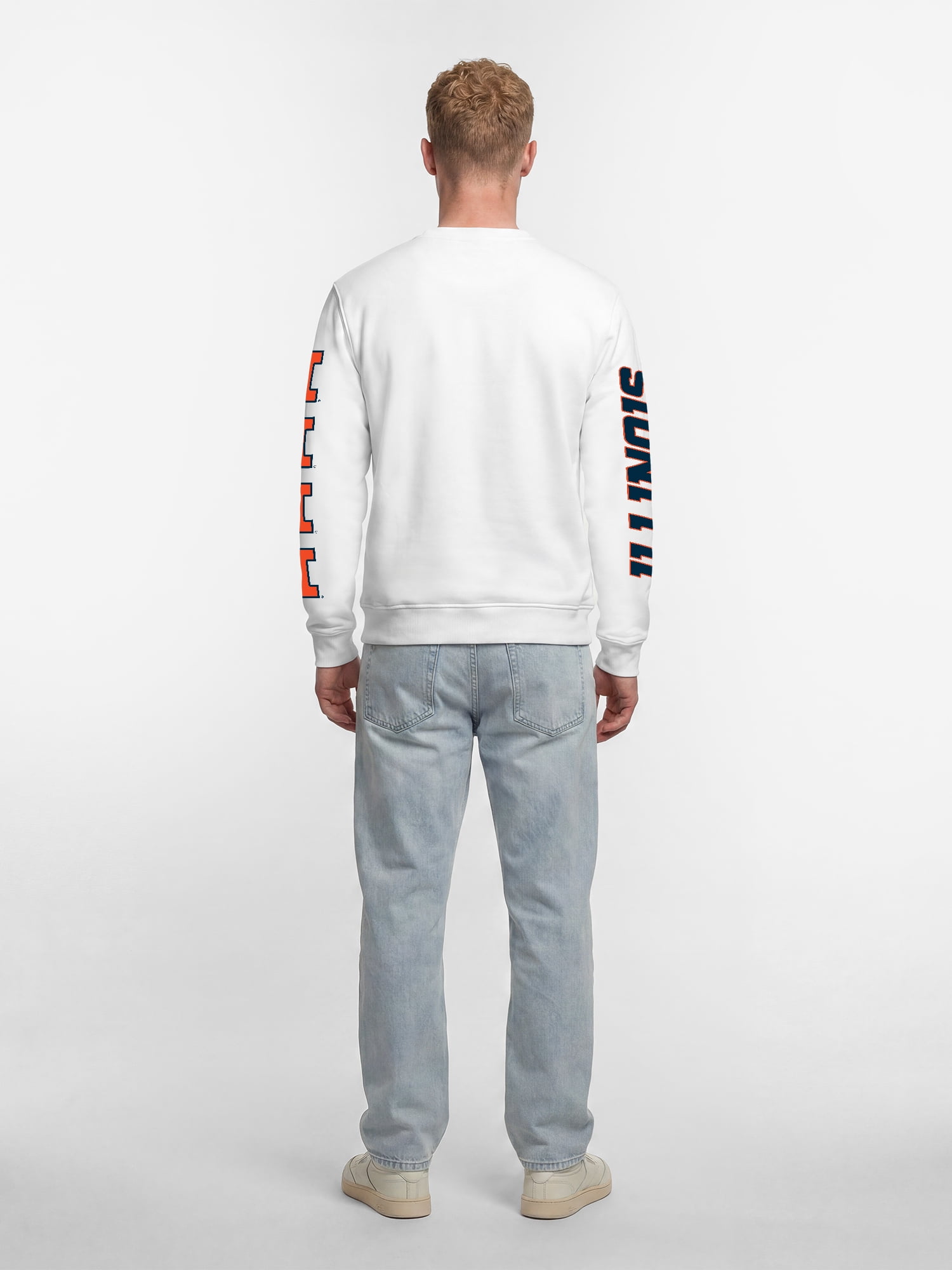 Illinois Fighting Illini Reebok Mens White Crew Sweatshirt