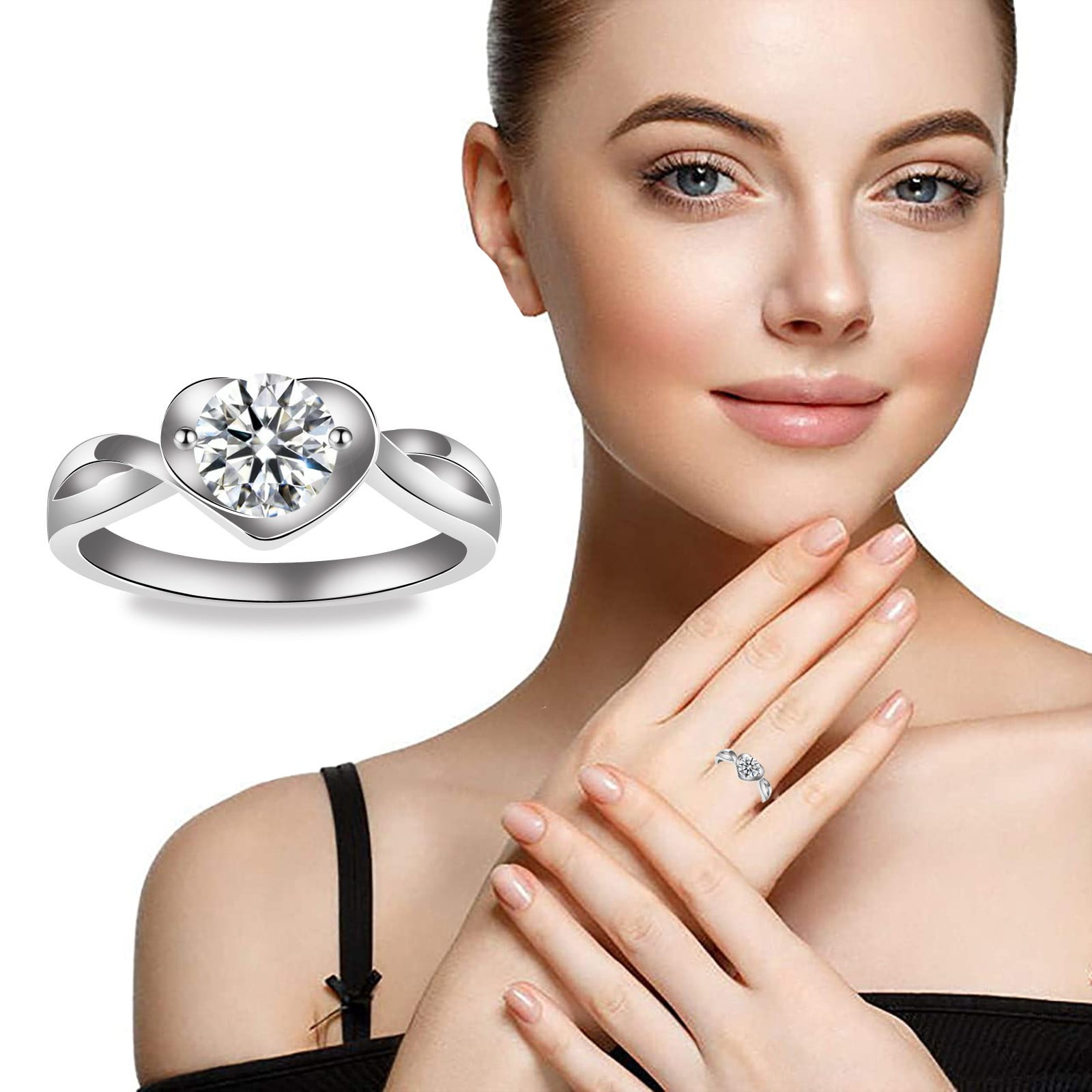 WNG Women's HeartShaped Zircon Diamond Personalized Princess