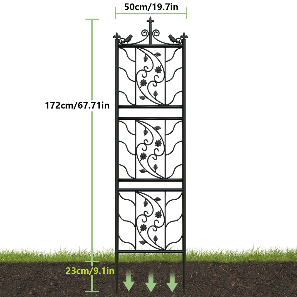 Wisfor 2Pack Thicken Iron Garden Trellis Climbing Plants Trellis Fence Outdoor Garden Backyard Decoration, 67.7x19.7inch
